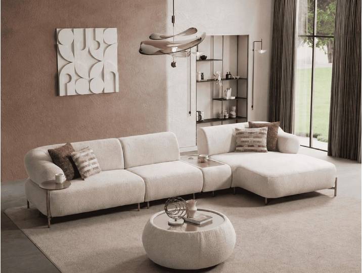 JVmoebel Ecksofa Ecksofa L-Form moderner Stil weiß bequem weich groß Textilien Kissen, 1 Teile, Made in Europa