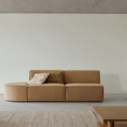 Modulares 2-Sitzer-Sofa Dario aus camelfarbenem Stoff