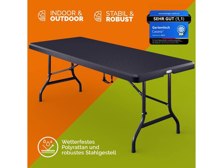CASARIA Table Pliante Effet Polyrotin 180 cm
