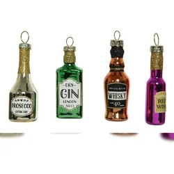 Christmas Decorations Weihnachtskugeln Glas Schnapsflaschen Christbaumschmuck Gin Whiskey Wein Sekt