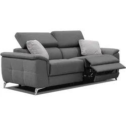 SOFA PLAUEN 3-Sitzer mit 2 Relaxfunktionen, dunkelgrau