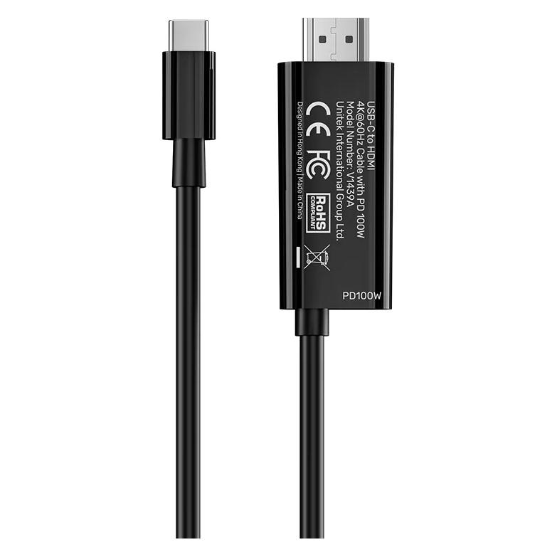 Unitek Kabel USB-C do HDMI 4K@60Hz z portem USB-C PD 100W (2 m) (V1439ABK01)