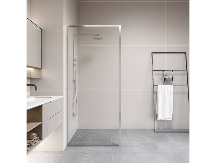 Walk-in-Dusche MARWELL Style , transparent (weiß, neutral), H:195cm T:90cm, Duschwände, Walk-in-Dusche, seitenverkehrt aufbaubar, hochwertige Aluminiumprofile