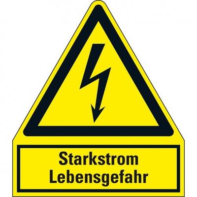 Schild I Warn-Kombischild Starkstrom Lebensgefahr, Magnetfolie, 210x240mm, ASR A1.3, DIN EN ISO 7010 W012