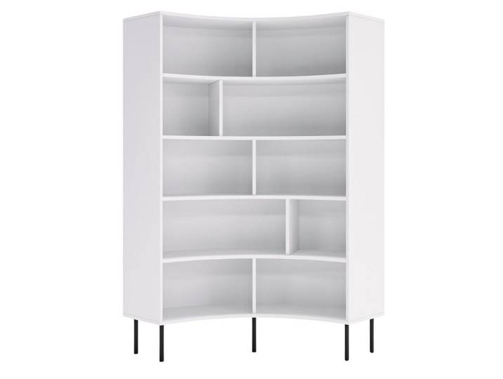 Skandica Bücherregal Horn, Weiß, Bogenform, 10 Fächern, Metall, 100x181x32 cm, Wohnzimmer, Regale, Bücherregale
