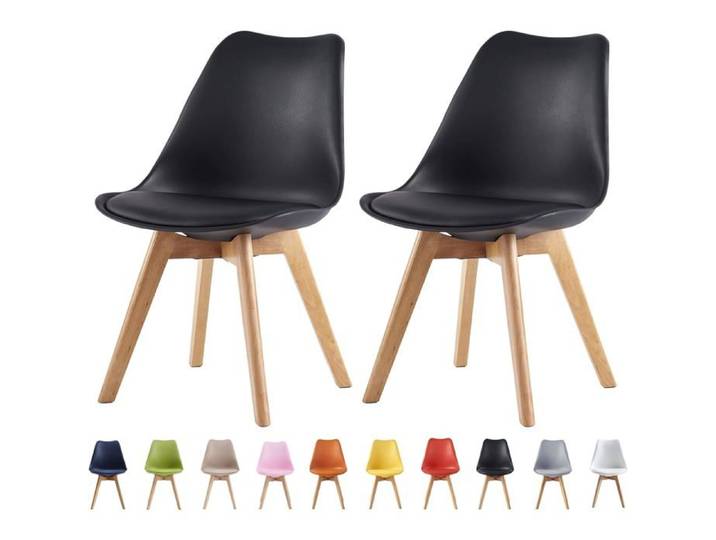 mcc direct Lot de 2 chaises de Salle à Manger de Cuisine de Bureau Chaise Coque Design Eva (Noir)