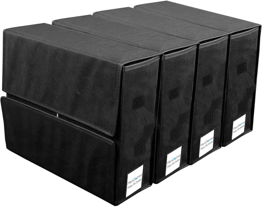 Ebern Designs Bed Sheet Organisers, Foldable Bedding Storage Box, 4 Pack Space Saving Underbed Storage Bags For Closet, Bedding Covers, Blankets, Clothes Black