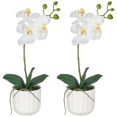 Kunstorchidee CREATIV GREEN "Phalaenopsis", weiß, H:38cm, Obermaterial: 100% Kunststoff, Kunstpflanzen, im Design-Pflanzgefäß