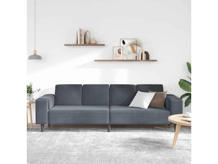 KTHLBRH Sofa dunkelgrau 250 cm aus Polyester Struktur aus Sperrholz, Kissen aus Schaumstoff, modernes Design für Wohnzimmer