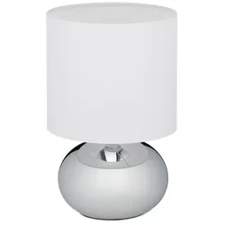 Relaxdays Nachttischlampe Touch Weiß,Silber