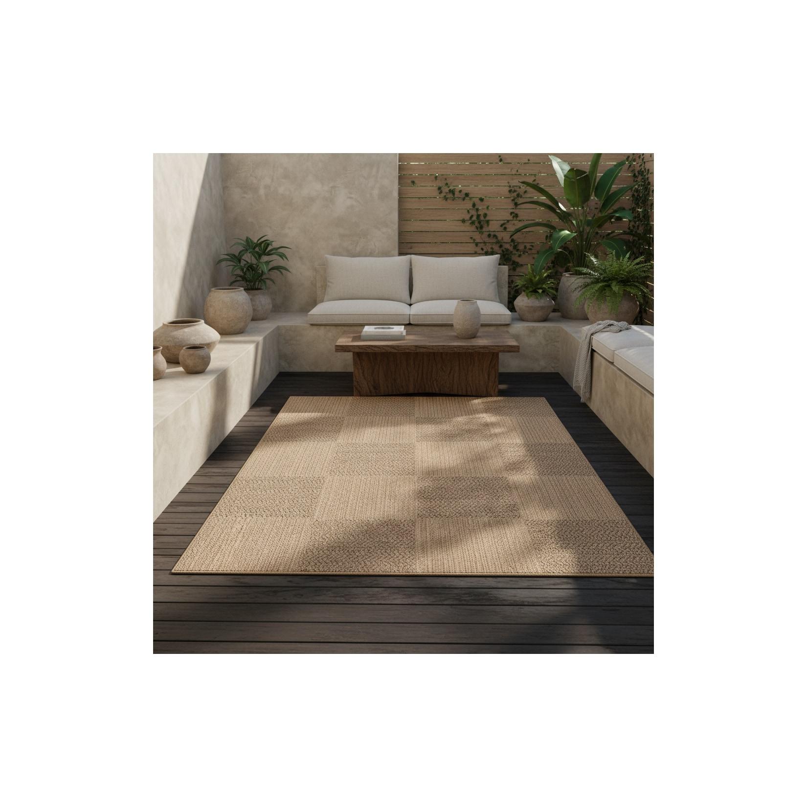 Outdoorteppich ARLBERG, im Patchwork-Stil, Beige, 80 x 150 cm