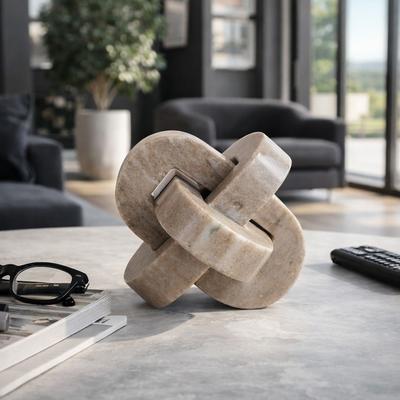 "Sagebrook Home - Elegant 5"" Onyx Marble Rounded Knot Sculpture in Tan, Modern - 5"" x 5"" x 5"""
