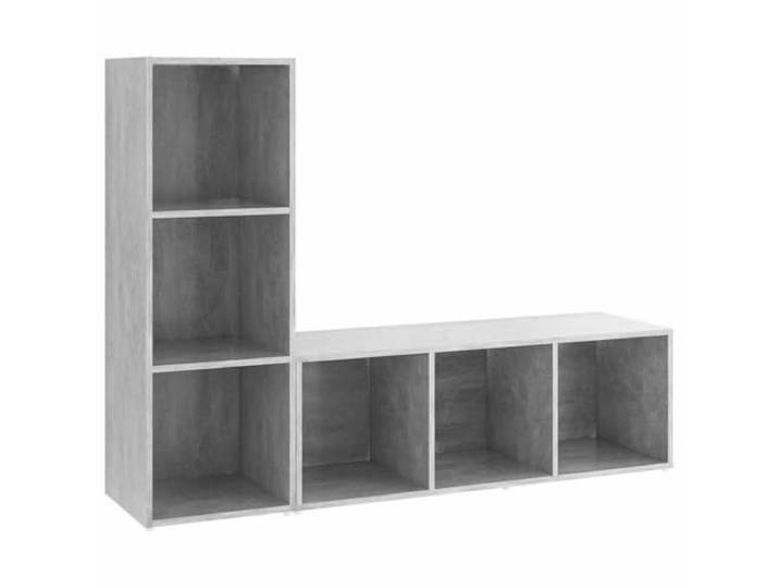 Kaorsrow 2er Set TV Lowboard Betongrau 107x35x37 cm Holzwerkstoff Vielseitiges 3-Fächer Möbelstück für Schlafzimmer oder Flur, variabel stehend oder liegend montierbar für extra Ordnung.