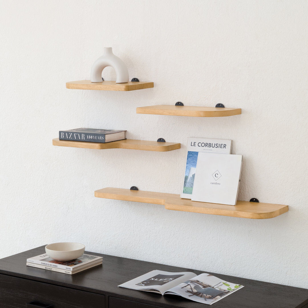 Rio Valetta Solid Wood Wall Mounted Floating Display Shelves Blonde Natural 2.5cm H X 91.5cm W X 20.25cm D