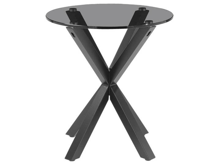 Beistelltisch, Grau & Schwarz, 50x55x50 cm, Metall & Glas, Einfacher Aufbau, Modern, Xora