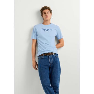 T-Shirt PEPE JEANS "einfaches T-Shirt EGGO N", Herren, Gr. S, blau (soho blau), 100% Baumwolle, Shirts T-Shirt