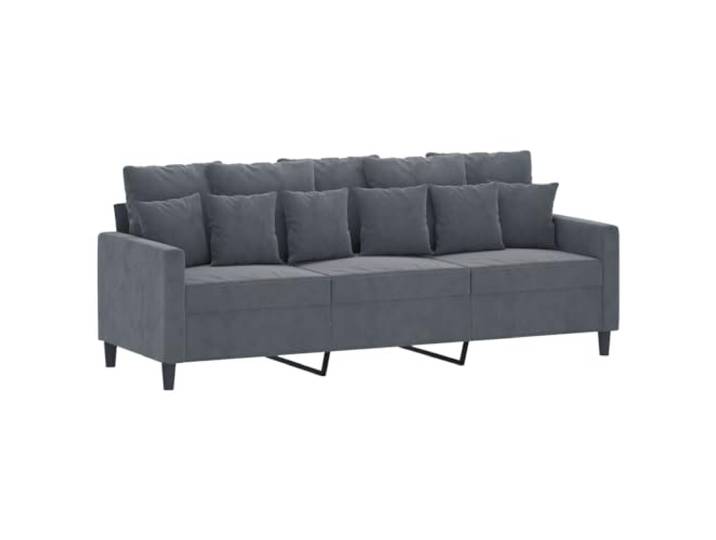 KTHLBRH Sofa-Set, 4-teilig, dunkelgrau, aus Samt mit Kissen Schaumstoffpolsterung, Rahmen aus Holz und Metall, 21 Kissen inklusive, Fußstütze