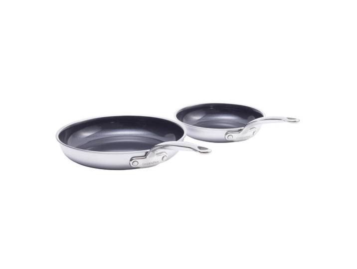 GreenPan Pfannenset Premiere, Grau Hochglanz, Metall, 2-teilig, 0 l, rund, antihaftbeschichtet, PTFE-frei, Kochgeschirr, Pfannen, Pfannensets