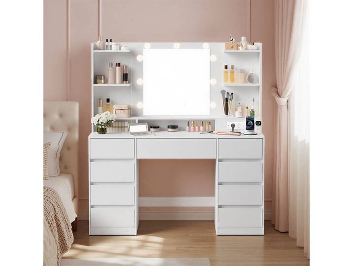Coiffeuse lumineuse Dammon 107 x 144 x 40cm Blanc