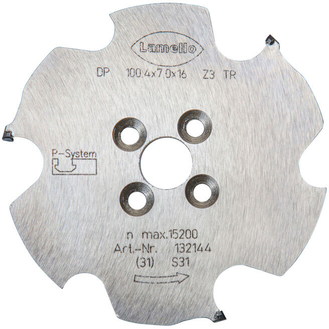 Lamello Fraise à rainurer P-System CNC, DP, D100,4x7xD16 mm, Z3, NL 4xD5,5xD28 mm (132144)