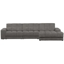 Ecksofa Chaiselongue Date, Cordbezug, klassisch, rechts ausgerichtet, Terrazzo Dunkelgrau