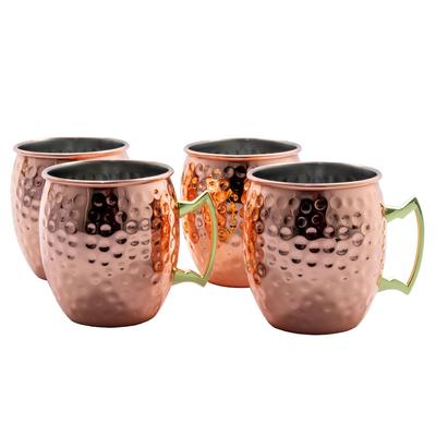 Airbrush-City 4 Becher Set - Moscow Mule Kupferbecher gehämmert Cocktail Tasse mit Hammerschlag