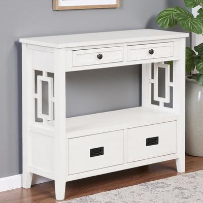 ZWYO HOSIMU "36"" Farmhouse Pine Wood Console Table with 4 Drawers & 1 Storage Shelf, Vintage Entry Sofa Table for Living Room, Bedroom"