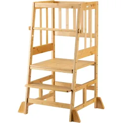 Wiltec, Lernturm, Kinderstuhl Lernturm 57x46x90cm Bambus Lernstuhl Kinder Stehstuhl (57 x 46 x 90 cm)