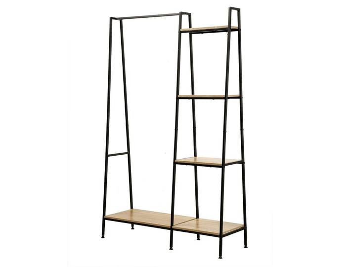 Calicosy Garderobenständer im industriellen Stil, 1 Regal mit 4 Etagen, Eichefarben, Holzwerkstoff, 101x160x35 cm, Garderobe, Garderobenständer