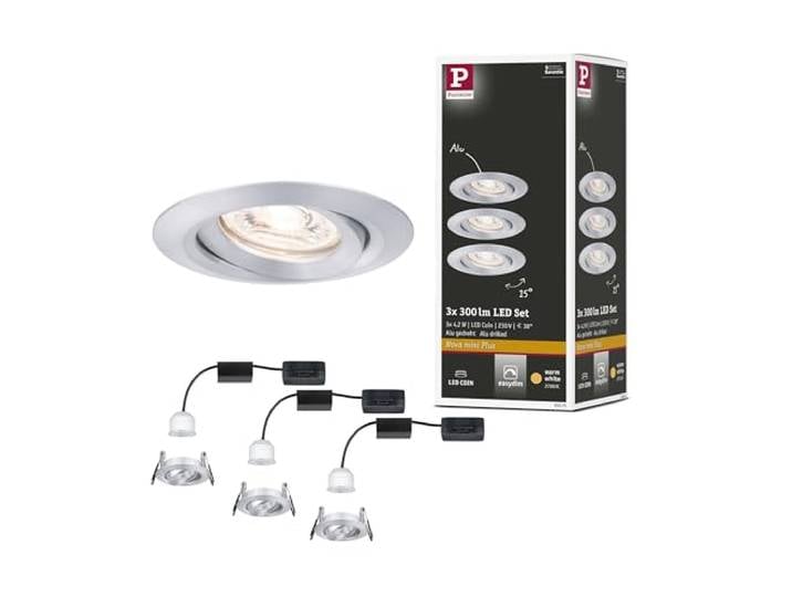 Spot encastré LED Paulmann Nova Mini Plus\, kit de 3\, 2700 K\, aluminium KIT COMPLET - Kit de 3 luminaires avec module LED inclus