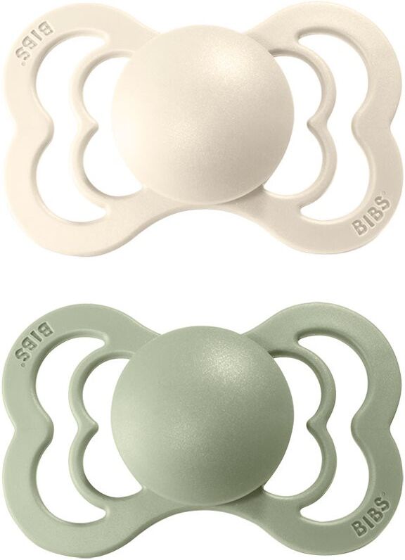 BIBS Supreme Natural Rubber Size 2: 6+ months tétine Ivory / Sage 2 pcs
