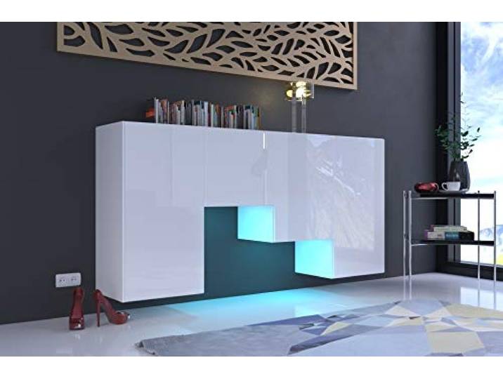 Furnitech K2 Modernes Wohnzimmer, Kommode, Schrank, Sideboard, Schlafzimmer, Esszimmer, Wohnzimmermöbel (Möbel ohne LED, K2-HG-W2)