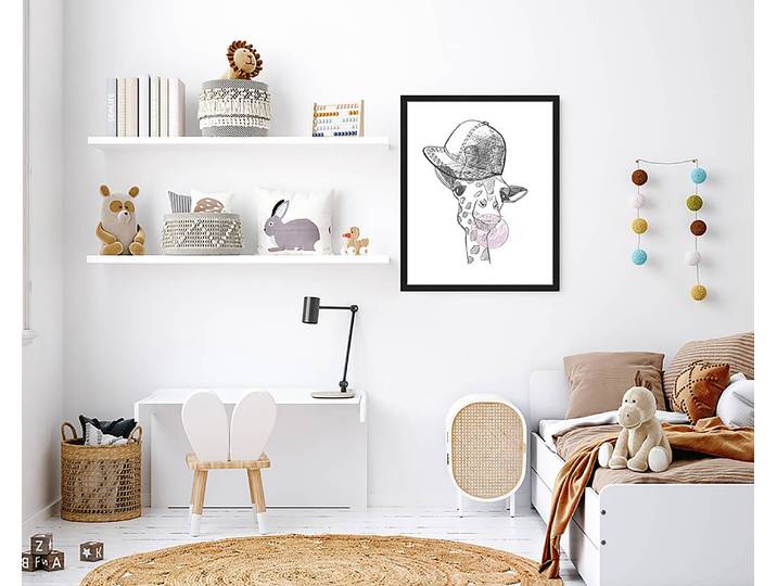 Tableau déco Cool Giraffe 43 x 53cm Multicolore