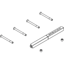 Griffwerk Set für Griffe -Schraubgarnituren -FS PK Vollstift 9x9mm mittig geteilt m. Schrauben -Stift 120mm, Schraubenlänge: 50mm, TS 40-45mm