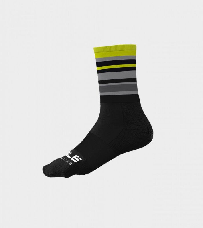 ALE' Calzini ciclimo Q-SKIN 16cm  STRIPES giallo fluo
