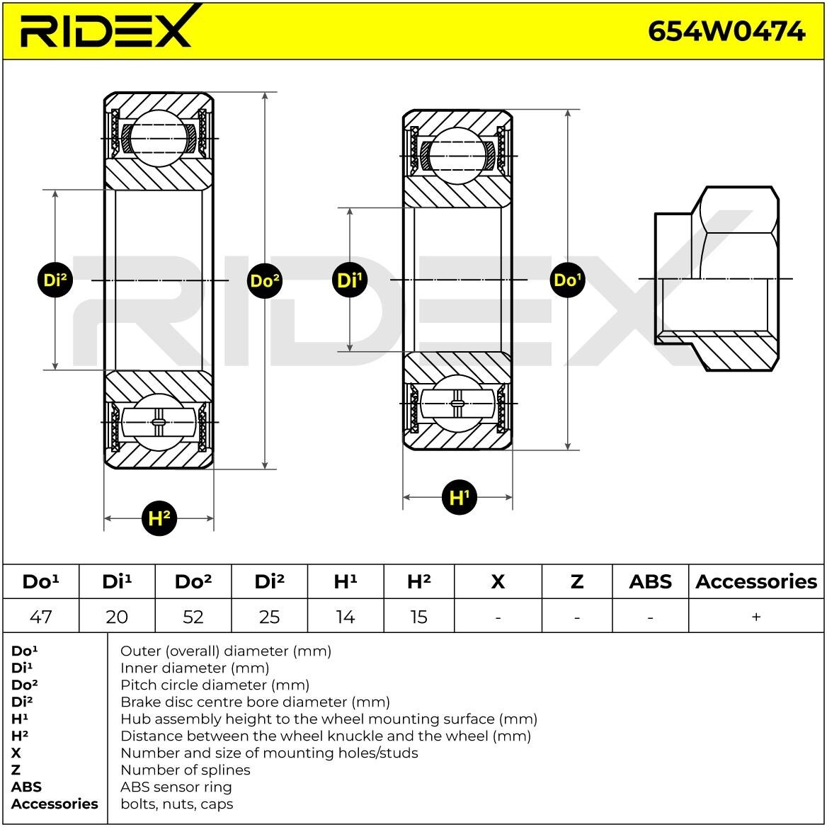 RIDEX 654W0474 Wheel bearing kit