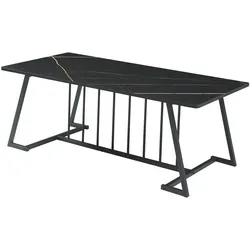 En.Casa, Couchtisch + Beistelltisch, Couchtisch Nospoo 120x60x46 cm Marmoroptik, schwarz (120 x 120 x 46 cm)