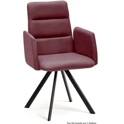 ARMLEHNSTUHL (2er-Set) Deane 52x92x60 Schwarz/Marsala