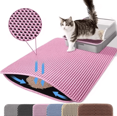 Inspire Curations CleanStep Waterproof Double Layer Cat Litter Mat pink 40x50cm