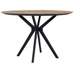 Bartisch Metropole aus recyceltem Teakholz, modern, rund, Natur, Gestell Schwarz, Ø 140 cm