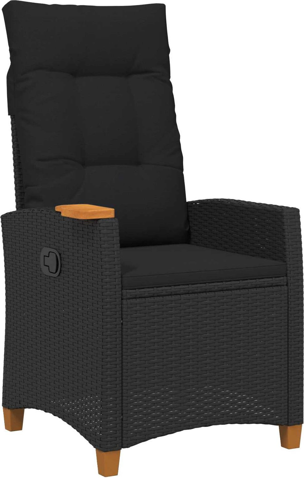 vidaXL Ligbed met bijzettafel, zwart, polyrotan