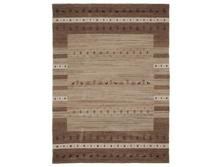 Cazaris Orientteppich, Beige, Streifen, rechteckig, 90x160 cm, Handmade in India, für Fußbodenheizung geeignet, Teppiche und Böden, Teppiche, Orientteppiche