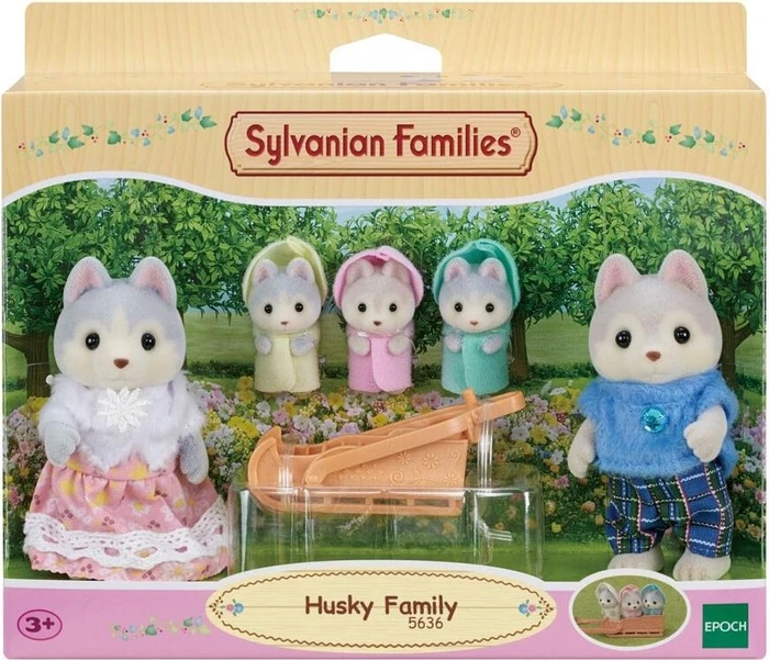 Sylvanian Family Husky-Familie mit Drillingen