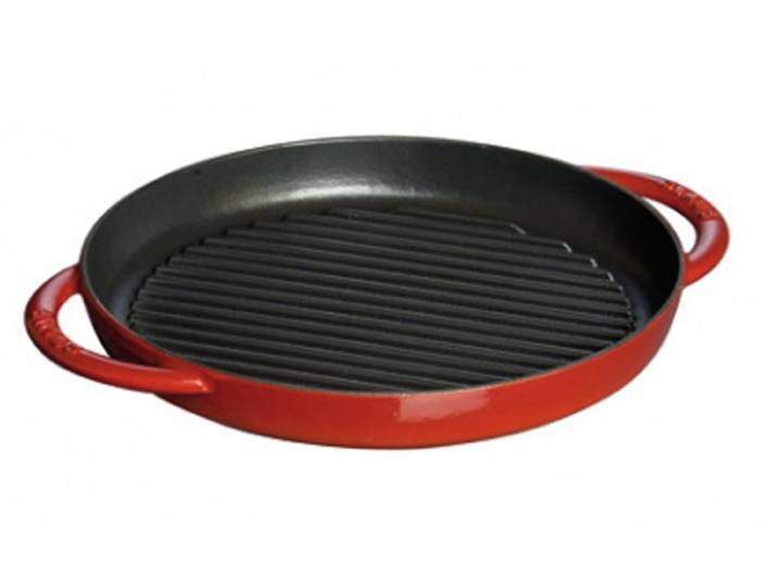 Staub Grillpfanne Staub Grill Pans Pure Grill, 23 cm rund Gusseisen Kirsch-Rot