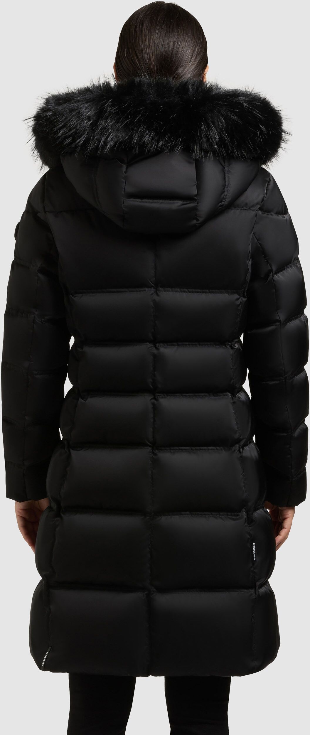 Steppmantel KHUJO "AKKIE", Damen, Gr. S, schwarz, Twill, 100% Polyester, unifarben, regular fit knielang, eingesetzt gerader Abschluss mit innenliegendem Gummizug, Mäntel Steppmantel
