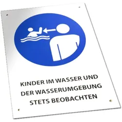 Warnschild "Kinder im Wasser und der Wasserumgebung stets beobachten" DIN EN 16713,Warnschild "Kinder im Wasser"