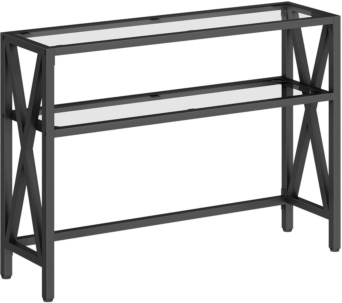 Omgoods Glazen Bijzettafel met Twee Planken