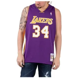 Mitchell & Ness, Herren, Sportshirt, Shaquille O'neal Los Angeles Lakers 199900 Swingman Jersey (S), Violett