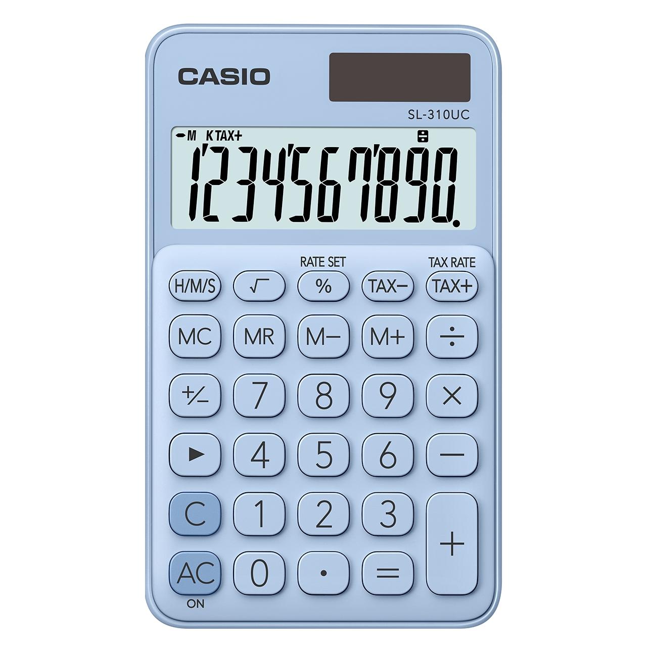 Casio Taschenrechner SL310UCLB 10-stellig hellblau (Batteriebetrieb, Solarenergie) (CS-SL-310UC-LB)