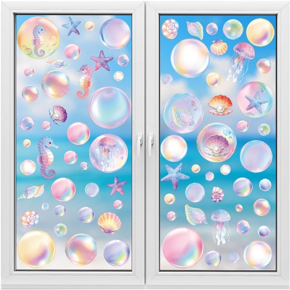 Kleurrijke decoratieve raamstickers van herbruikbaar PVC - 4 vellen
